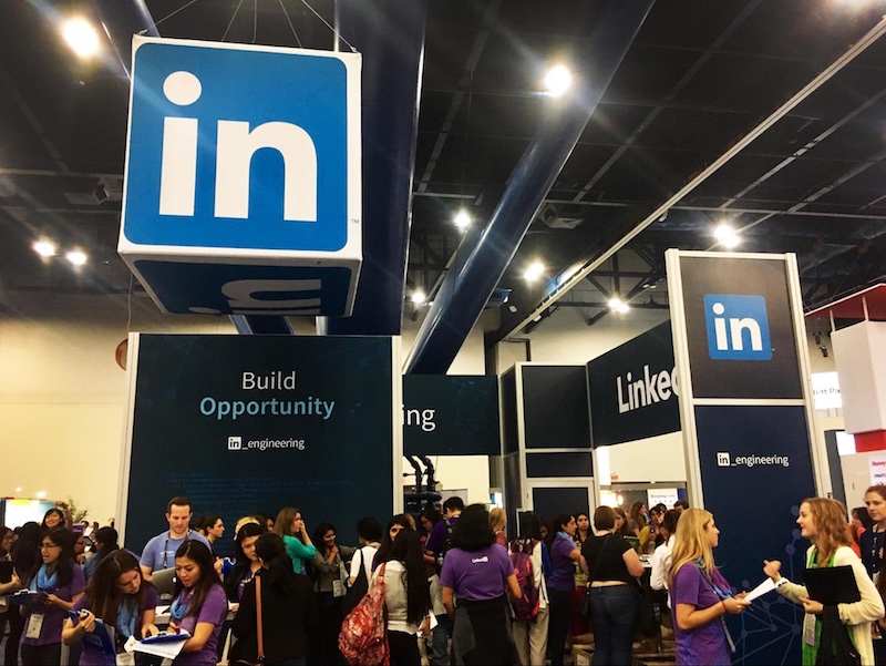 GHC LinkedIn Booth Crowd