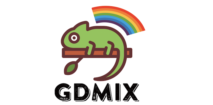 gdmix-logo-a-chameleon-on-a-branch-under-a-rainbow
